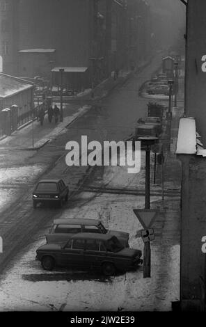 GDR, Berlino, 16. 02. 1980, Auguststrasse in inverno visto dal n. 50A Foto Stock