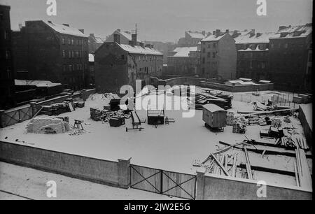 GDR, Berlino, 16. 02. 1980, Auguststrasse in inverno, terra di mugnamento, guardando verso sud, visto dal n. 50A Foto Stock
