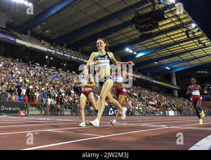 Bruxelles, Belgio. 02nd Set, 2022. Ciara Mageean d'Irlanda vince la Women's 1500m durante l'Allianz Memorial Van Damme 2022, parte della serie Diamond League 2022 allo stadio King Baudouin il 02 settembre 2022 a Bruxelles, Belgio. Foto di Gary Mitchell/ Credit: Gary Mitchell, GMP Media/Alamy Live News Foto Stock