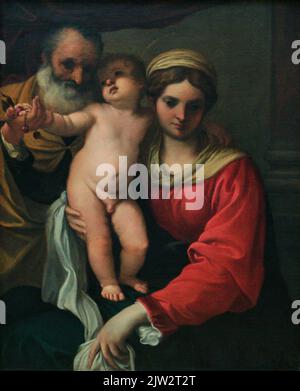 La Madonna delle ciliegie è un dipinto del 1515 di Tiziano, influenzato da opera di Giovanni Bellini. Originariamente olio su legno, fu poi trasferito a. Foto Stock