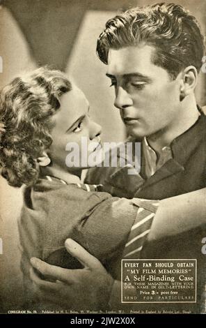 Copertina del programma Cinegram britannico per NOVA PILBEAM e DERRICK DE MARNEY in YOUNG AND INNOCENT (UK) / LA RAGAZZA ERA GIOVANE (US) 1937 regista ALFRED HITCHCOCK romanzo A Shilling for Candles di Josephine Tey produttore Edward Black Gaumont British Picture Corporation / General Film Distributors (GFD) Foto Stock