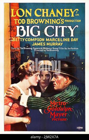 LON Chaney - poster del film Vintage per il film del 1928 The Big City Foto Stock