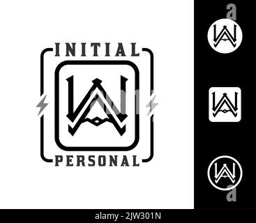 Iniziali Monogramma lettera W e Logo WA AW Illustrazione Vettoriale
