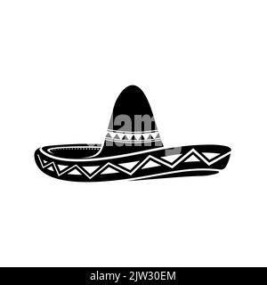 Semplice design messicano Sombrero Hat Vector Illustrazione Vettoriale