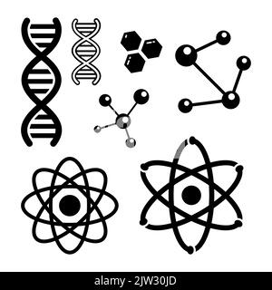 Raccolta vettoriale di Atomic DNA Molecules Set Illustrazione Vettoriale
