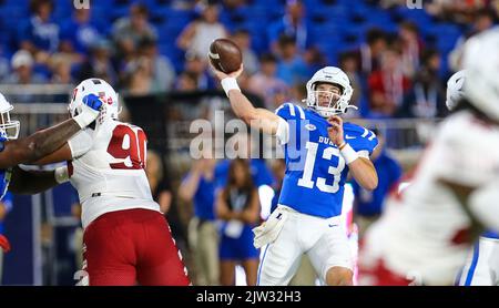 2 settembre 2022: Partita di calcio NCAA tra la Temple University e la Duke University al Wallace Wade Stadium, Durham, North Carolina Credit: CAL Sport Media/Alamy Live News Foto Stock