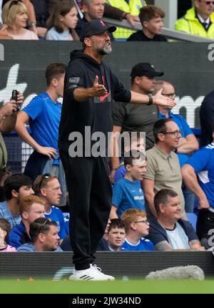 Liverpool, Regno Unito. 3rd settembre 2022. Jurgen Klopp manager di Liverpool durante la partita della Premier League al Goodison Park, Liverpool. Il credito per le immagini dovrebbe essere: Andrew Yates / Sportimage Credit: Sportimage/Alamy Live News Foto Stock