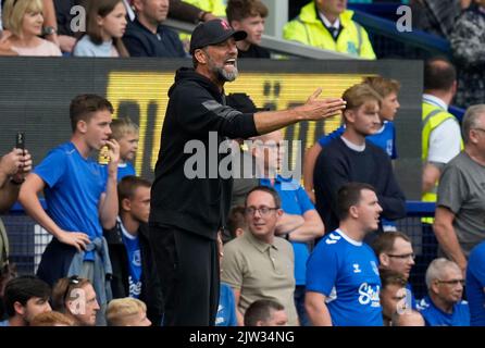 Liverpool, Regno Unito. 3rd settembre 2022. Jurgen Klopp manager di Liverpool durante la partita della Premier League al Goodison Park, Liverpool. Il credito per le immagini dovrebbe essere: Andrew Yates / Sportimage Credit: Sportimage/Alamy Live News Foto Stock