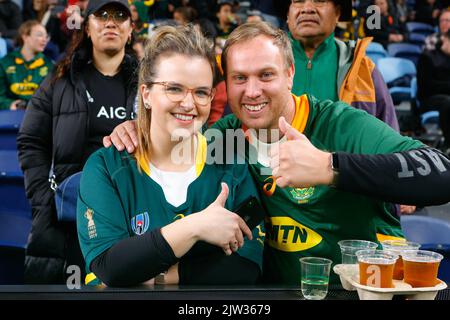 Sydney, Australia. 03rd Set, 2022. Tifosi di rugby durante la partita del Campionato di rugby eToro tra Australia e Sud Africa allo stadio Allianz di Sydney, Australia, il 3 settembre 2022. Foto di Peter Dovgan. Solo per uso editoriale, licenza richiesta per uso commerciale. Non è utilizzabile nelle scommesse, nei giochi o nelle pubblicazioni di un singolo club/campionato/giocatore. Credit: UK Sports Pics Ltd/Alamy Live News Foto Stock