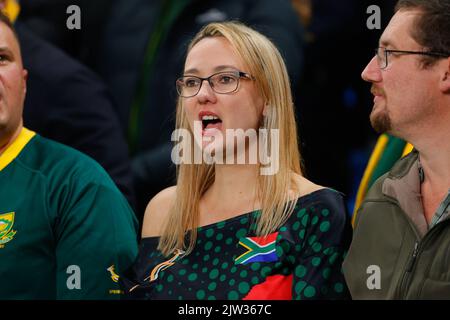 Sydney, Australia. 03rd Set, 2022. Tifosi di rugby durante la partita del National Anhems eToro Rugby Championship tra Australia e Sud Africa allo stadio Allianz di Sydney, Australia, il 3 settembre 2022. Foto di Peter Dovgan. Solo per uso editoriale, licenza richiesta per uso commerciale. Non è utilizzabile nelle scommesse, nei giochi o nelle pubblicazioni di un singolo club/campionato/giocatore. Credit: UK Sports Pics Ltd/Alamy Live News Foto Stock