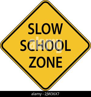 Slow School zone Sign su sfondo bianco Illustrazione Vettoriale