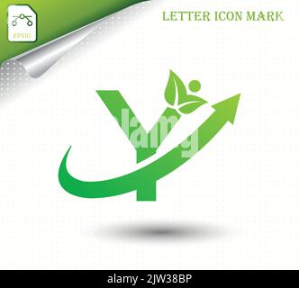 Lettera Y naturale con modello con logo eco Illustrazione Vettoriale