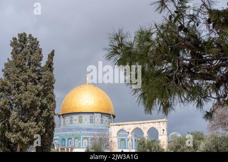 Vecchia città sacra di Gerusalemme, Santa moschea chiamata Masjid al Aqsa, icona islamica per i musulmani per pregare Foto Stock