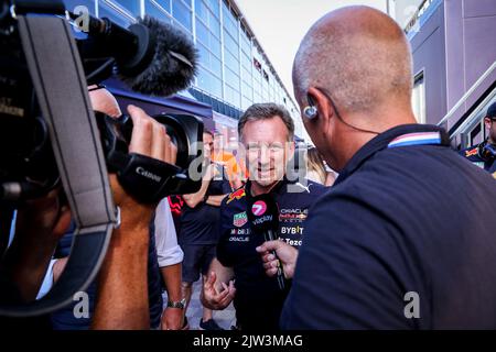 ZANDVOORT, PAESI BASSI - Settembre 3: Oracle Red Bull Racing Team Principal Christian Horner durante le Qualifiche davanti al Gran Premio di Formula 1 olandese a Cicuit Zandvoort il 3 settembre 2022 a Zandvoort, Paesi Bassi (Foto di Marcel ter Bals/Orange Pictures) Foto Stock