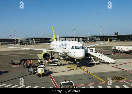 Aereo Baltico o aereo Baltico all'aeroporto di riga, Lettonia, Paesi Baltici, Europa Foto Stock