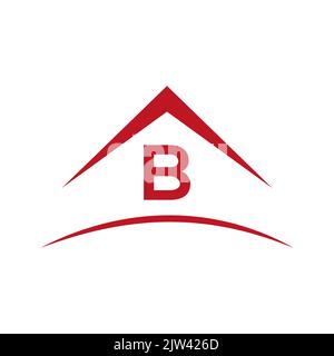 Logo B con tetto casa immobiliare, dima. Victor Illustrazione Vettoriale