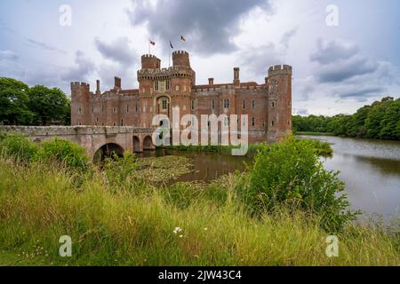 Castello di Herstmonceux, Herstmonceux, East Sussex, Inghilterra, Regno Unito Foto Stock