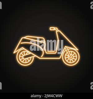 Icona moto scooter al neon in stile linea. Illustrazione vettoriale. Illustrazione Vettoriale