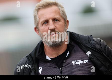 Newcastle, Regno Unito. 29th ago, 2022. Thunder DOR, Dennis Betts viene raffigurato prima della partita del Campionato TRA Newcastle Thunder e York City Knights a Kingston Park, Newcastle, sabato 3rd settembre 2022. (Credit: Chris Lishman | NOTIZIE MI) Credit: NOTIZIE MI & Sport /Alamy Live News Foto Stock