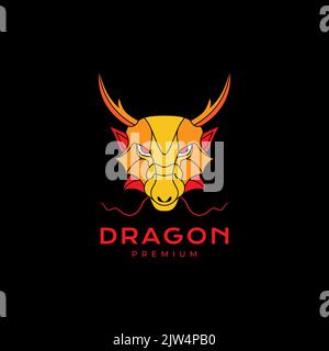 design colorato con logo a tromba lunga testa drago Illustrazione Vettoriale