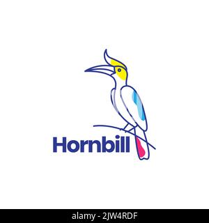 design minimal astratto d'arte hornbill logo Illustrazione Vettoriale