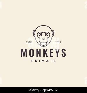 faccia scimmia scimmia minimo hipster logo design Illustrazione Vettoriale