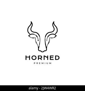 design minimal moderno con logo a forma di mucca con corno Illustrazione Vettoriale