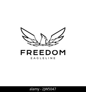 testa uccello minimo falcon ali logo design Illustrazione Vettoriale