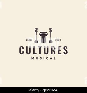 Cultura Djembe logo design vettore Illustrazione Vettoriale
