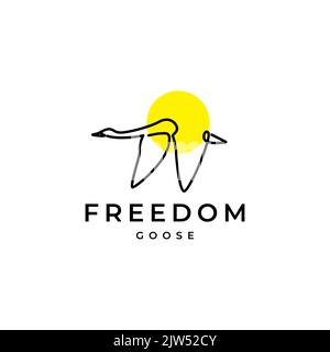 linea continua flying goose logo design Illustrazione Vettoriale
