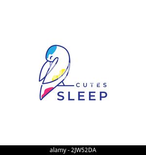 art lines sleep bird astratto logo design Illustrazione Vettoriale