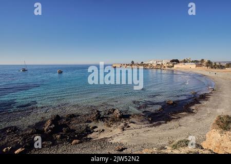 Spiaggia sull'isola di Tabarca, Alicante, Spagna. Foto Stock