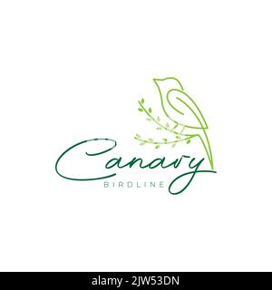 linea minimalista bellezza uccello canarino logo design Illustrazione Vettoriale