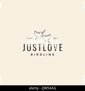linee colombe coppia volo hipster logo design Illustrazione Vettoriale