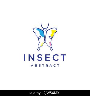linea continua astratto logo design farfalla Illustrazione Vettoriale