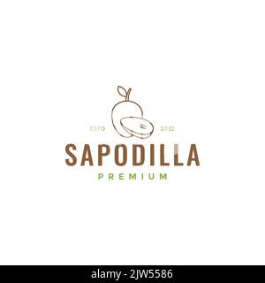 sapodilla di frutta fresca logo design Illustrazione Vettoriale