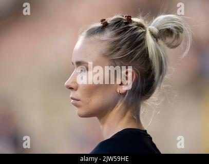 Eleanor Patterson dell’Australia gareggia nell’alto salto femminile all’Allianz Memorial Van Damme 2022, parte della serie Diamond League 2022 al Ki Foto Stock