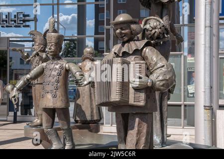 alsdorf luglio 2022: Questa fontana di carnevale, un oggetto d'arte dell'artista Aachen Bonifatius Stirnberg, è certamente non l'unica, ma probabilmente una di Foto Stock