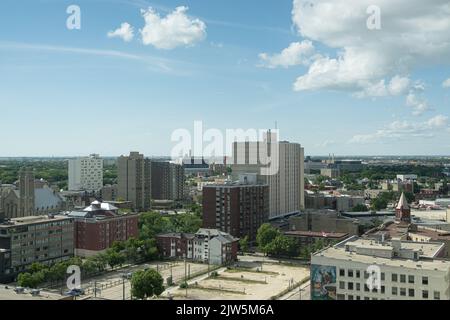Centro di Winnipeg Manitoba skyline verticale Foto Stock