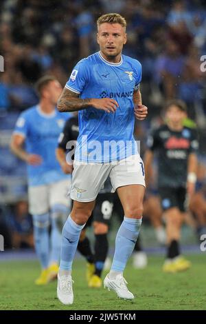 Roma, Italia. 03rd Set, 2022. Ciro giocatore immobile del Lazio, durante la partita della Serie Italiana A League tra Lazio vs Napoli risultato finale, Lazio 1, Napoli c, partita disputata allo Stadio Olimpico. Roma, Italia, 03 agosto 2022. (Foto di Vincenzo Izzo/Sipa USA) Credit: Sipa USA/Alamy Live News Foto Stock