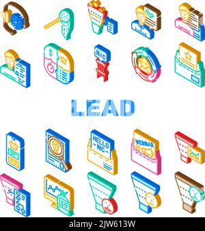 le icone aziendali dei clienti per la generazione di lead impostano il vettore Illustrazione Vettoriale