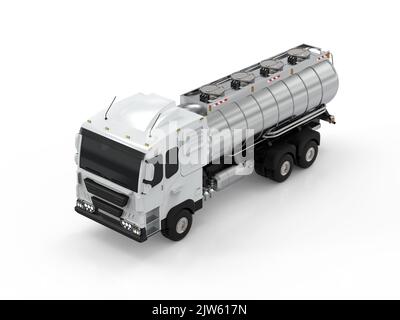 3d rendering del serbatoio olio logistico semirimorchio o camion su sfondo bianco Foto Stock
