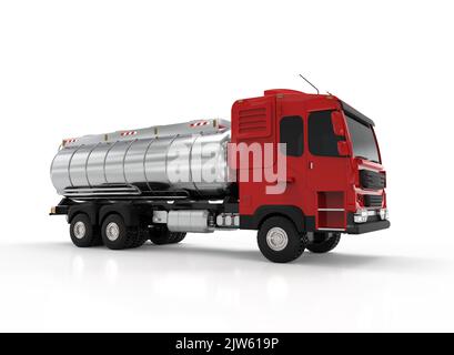 3d rendering del serbatoio olio logistico semirimorchio o camion su sfondo bianco Foto Stock