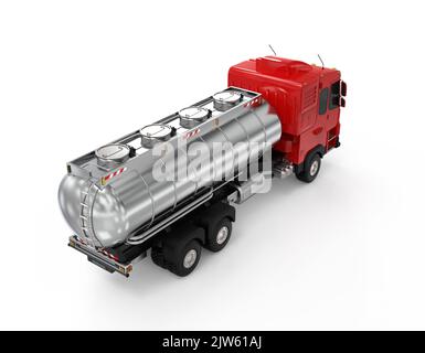 3d rendering del serbatoio olio logistico semirimorchio o camion su sfondo bianco Foto Stock