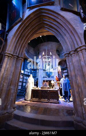 Leavesden, Regno Unito - 23 agosto 2022: Mostre all'interno del tour Making of Harry Potter presso lo studio Warner Bros. Foto Stock