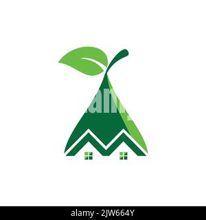 verde casa frutta logo icona grafica vettoriale Illustrazione Vettoriale