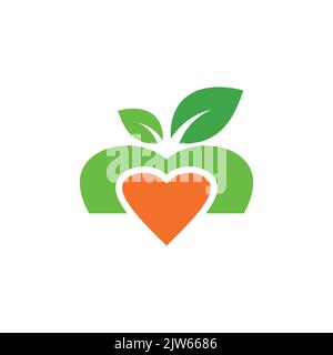 Lettera M Love Fruit logo icona grafica vettoriale Illustrazione Vettoriale