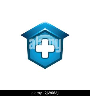 disegno grafico vettoriale icona logo clinica medica ospedaliera Illustrazione Vettoriale