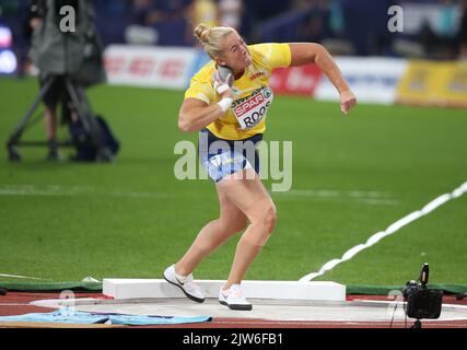 Fanny Roos of Sweden Women's Shot Put Final durante il Campionato europeo di Atletica 2022 il 15 agosto 2022 a Monaco di Baviera, Germania - Foto Laurent Lairys / DPPI Foto Stock