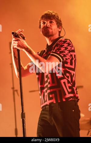 Milano Italia. 03 settembre 2022. Il cantautore inglese LOUIS TOMLINSON suona dal vivo sul palco all'Ippodromo SNAI San Siro durante l'ultimo giorno del 'Milano Summer Festival'. Foto Stock